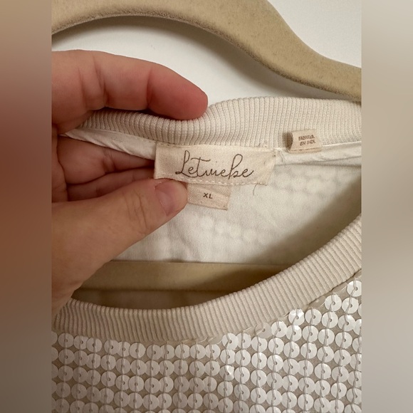 Anthropologie “Let Me Be” White Sequined & Beaded Tunic Dress, size XL - Picture 4 of 5